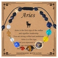 Detail of Aries constellation bracelet with blue sandstone and handmade woven cord - Aries-Braided Cord