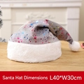 Silver plush Christmas hat with colorful star patterns, size 40x30cm for adults - Grey Star Style