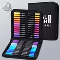 Set of 24 colors dual tip watercolor markers in a black zippered portable carry case - Black Barrel 24 Colors CD Case