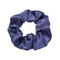 Dark blue satin silk scrunchie with premium glossy finish for elegant hair styling - Sapphire Blue