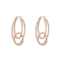 Pendientes de aro dobles de acero inoxidable en oro rosa con diseño de círculo anudado - Estilo Anidado de Doble Bucle / Oro rosa