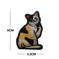 Calico cat embroidered tactical patch in white, black and orange measuring 6x4.2CM - Middle Finger Tricolor Cat (V01548-1)