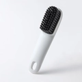 White long-handle laundry brush with black soft bristles and a convenient hanging hole - Long Handle Shoe Brush / Gray