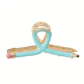 Creative sky blue pencil shaped shark hair claw clip with pink eraser and gold metal spring - Blue