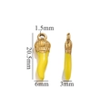 Golden and yellow enamel Cornicello pendant charm with crown top and detailed measurements - Gold-Yellow