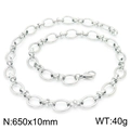 Collana a catena a maglie ovali in acciaio inossidabile argento 650x10mm 40g - Argento 650x10mm(KN228738-Z)