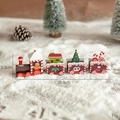 Brown wooden Christmas train with gingerbread and tree, 19.9cm holiday tabletop decor - Gingerbread Train