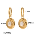 Detailed view of 18k gold plated cat eye earrings with 12.5mm hoop and dimensions - Egg-Shaped Metal Inlaid Gemstone Earrings (TE60235)