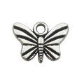 Silver hollow butterfly pendant in zinc alloy with detailed texture for DIY jewelry - 7125-12x15mm-0.8g Butterfly