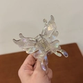 Detalle de pinza para el cabello de mariposa con acabado irisado y bordes de pedrería - Irisado Sirena Gris - Mariposa Hueca con Diamantes / Aprox. 8cm