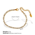 Elegant 18K gold plated stainless steel bracelet with square and round zircon crystals - SL95 White Zircon Gold Bracelet