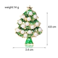 Green Christmas tree brooch with white pearls and gold edges, 4.8cm height - Green Pearl Gold Pentagram (C173-A)