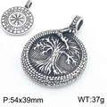 Vintage Viking Jormungand serpent and Yggdrasil world tree stainless steel pendant - World Tree Rune Compass (KP117703-LU) / Pendant Only
