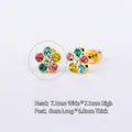 Clou d'oreille en acier 316L avec fleur en strass colorés et tige de 6mm de long - (1 PC) 10# Fleur - Or