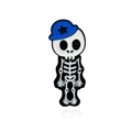 Spilla smaltata a forma di scheletro con cappello blu stellato per abiti - Stile Scheletro con Cappello a Stella Blu (CC414)