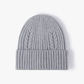 Light grey cable knit beanie with ribbed fold cuff and warm outdoor thermal design - Light Grey (22B022)