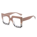 Chic square blue light glasses with gradient matte brown and leopard print frames - Khaki and Tortoiseshell Frame