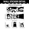 Halloween static window clings featuring 20 pieces of black monster and bat silhouettes - Black Monster Style (UV24Y12161S_R) / 30x90cm x 2 Sheets