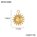 Detailed view of sun-shaped stainless steel pendant with size dimensions 1.4cm x 1.1cm - Gold Sun Face Pendant(BP48108B0)
