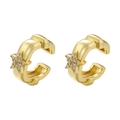 Vintage gold plated star ear cuff with zircon paving in a U-shaped multi-segment design - VE929 Star Style Gold