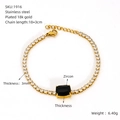 18k vergulde roestvrijstalen tennisarmband met zwarte vierkante zirkoniasteen - Vierkante Zwarte Zirkonia Stijl (1916)
