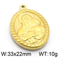 Colgante ovalado Virgen María vintage en acero inoxidable dorado, dije relieve 33x22mm - Estilo Virgen con el Niño Dorado (KLJ5924-Z)
