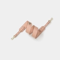 Pink leather shoulder strap with golden metal clasps and elegant stitching detail - Pink with Gold Buckle