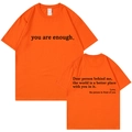 T-shirt femme orange en coton à col rond avec des citations inspirantes imprimées - S / Hauts / Orange