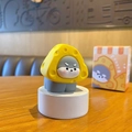 Cute resin puppy figurine in yellow cheese hat variant with blue body and packaging - Cheese Dog