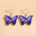 Gradient purple acrylic butterfly drop earrings with silver metal hooks for women - Purple Gradient Butterfly (1392)
