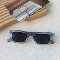 Minimalist grey jelly rectangle sunglasses with dark lenses and transparent frame - Transparent Gray