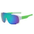 Cycling sunglasses with white frames and green temples plus iridescent coated lenses - White Green Frame Green Film