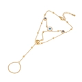 Goldenes Edelstahl-Handkettenarmband mit blauen Evil Eye Anhängern und Blumen - Mehrfacher Böser Blick Stil (5#)