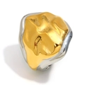 Unregelmäßiger Lava-Ring mit 18K Gold- und Silberbeschichtung im Schlangenkopf-Stil - Schlangenkopf Offener Ring - Zweifarbig / Gold und Silber Zweifarbig
