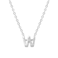 925 sterling silver necklace with letter W pendant in polished silver finish - Letter W / White Gold