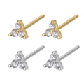 Sparkling S925 sterling silver flower stud earrings in gold and silver finishes - 18K Gold / Gold with White Zircon
