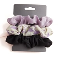 Set de 3 coleteros de satén morado, floral y negro sobre tarjeta de presentación - Juego de 3 Flores Moradas 3313 (Morado/Beige Floral Morado/Negro)