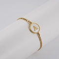 18K gold plated stainless steel bracelet featuring a shell inlay with the letter A - Mother of Pearl / Letter A / White