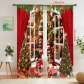 Christmas snowman and reindeer print curtains in red festive polyester fabric, 51x90 inches - Style 24SD-3 / 130*160CM