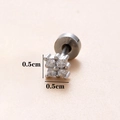 Orecchino a perno in acciaio argento con zircone quadrato e misure da 0,5 cm - Grappolo Quadrato / Argento 10#