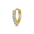 Minimalistische S925 sterling zilveren oorring in goud met witte zirkoon inleg - Goud Enkel - Klassieke Zirkon Creool