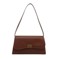 Borsa a spalla rettangolare in pelle marrone retrò da donna con chiusura dorata - Marrone Caramello