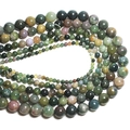 Polished natural moss agate round beads for DIY jewelry in mixed green and brown tones - India Agate / 4mm Approx 93pcs