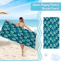 Detail of quick-drying microfiber beach towel with vibrant blue and green peacock print - 150*75cm-250g / Blue Green Peacock