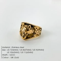 Viking Celtic wolf head ring in 18K gold finished stainless steel for men, 16mm width - US7 / Gold