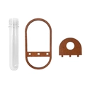 Detail view of wall-mounted planter parts including glass tube and oval wooden frames - Oval Wood Frame