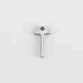 Silver stainless steel cross charm pendant with bail for DIY jewelry necklace making - T (Bracelet Accessory) / Steel