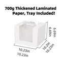 White cake box with transparent window and handle, 10 inch size including base tray - 8 Inch White With Tray