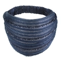Fascia per capelli elastica blu navy con fili luccicanti e finitura strutturata da donna - Blu scuro