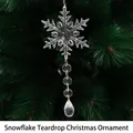 Christmas crystal snowflake ornament with octagonal beads and teardrop pendant 190mm - 190mm Snowflake Faceted Drop